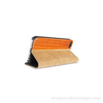 Rugged Apple Iphone 5S Magnetic Leather Folio Wooden Cell P
